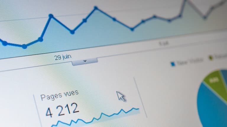Data analytics dashboard with charts and graphs